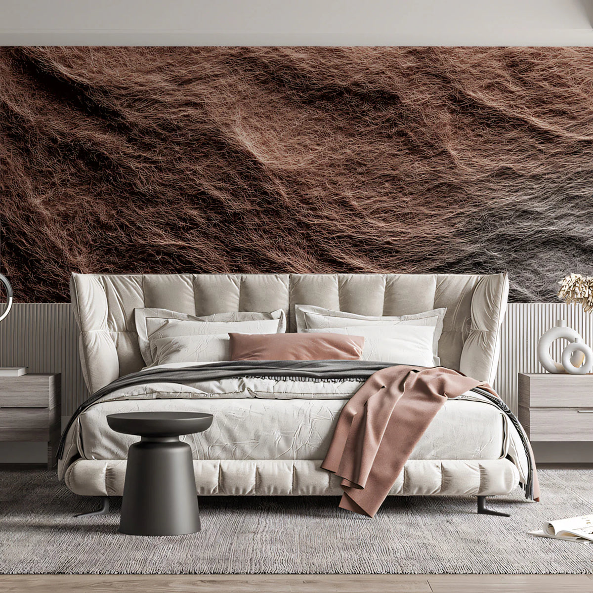 Abstract Fiber Mural Wallpaper — Organic Woven Brown and Grey Mural Wallpaper - pure wallpaper artwork