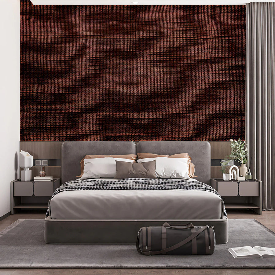 Deep Crimson Woven Texture Mural Wallpaper — Rich Fabric Effect Mural Wallpaper