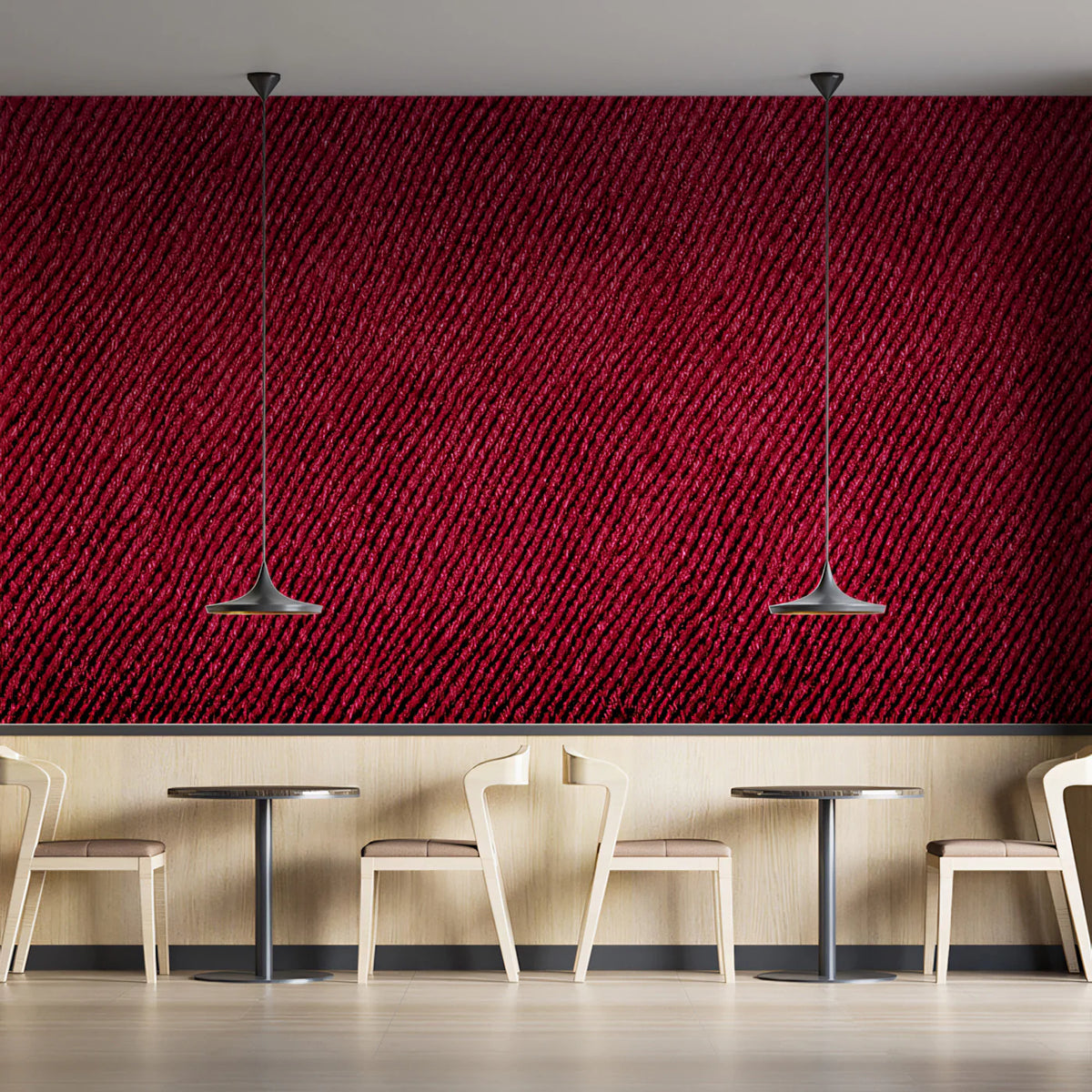 Crimson Textile Weave Mural Wallpaper — Deep Red Fabric Texture Mural Wallpaper - pure wallpaper artwork