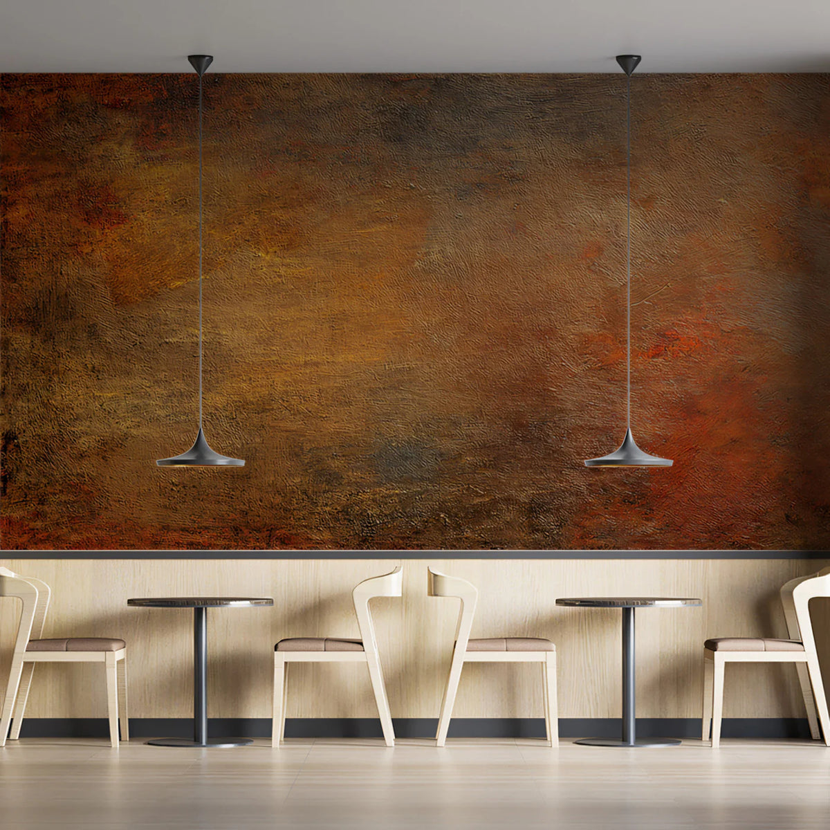 Abstract Earth Tone Mural Wallpaper — Rich Impasto Oil Effect Mural Wallpaper - pure wallpaper artwork