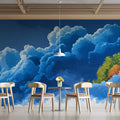 Floating Island Sky Mural Wallpaper — Dreamy Clouds and Lush Trees Mural Wallpaper - pure wallpaper artwork