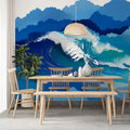 Abstract Coastal Wave Mural Wallpaper — Energetic Painterly Design Mural Wallpaper - pure wallpaper artwork