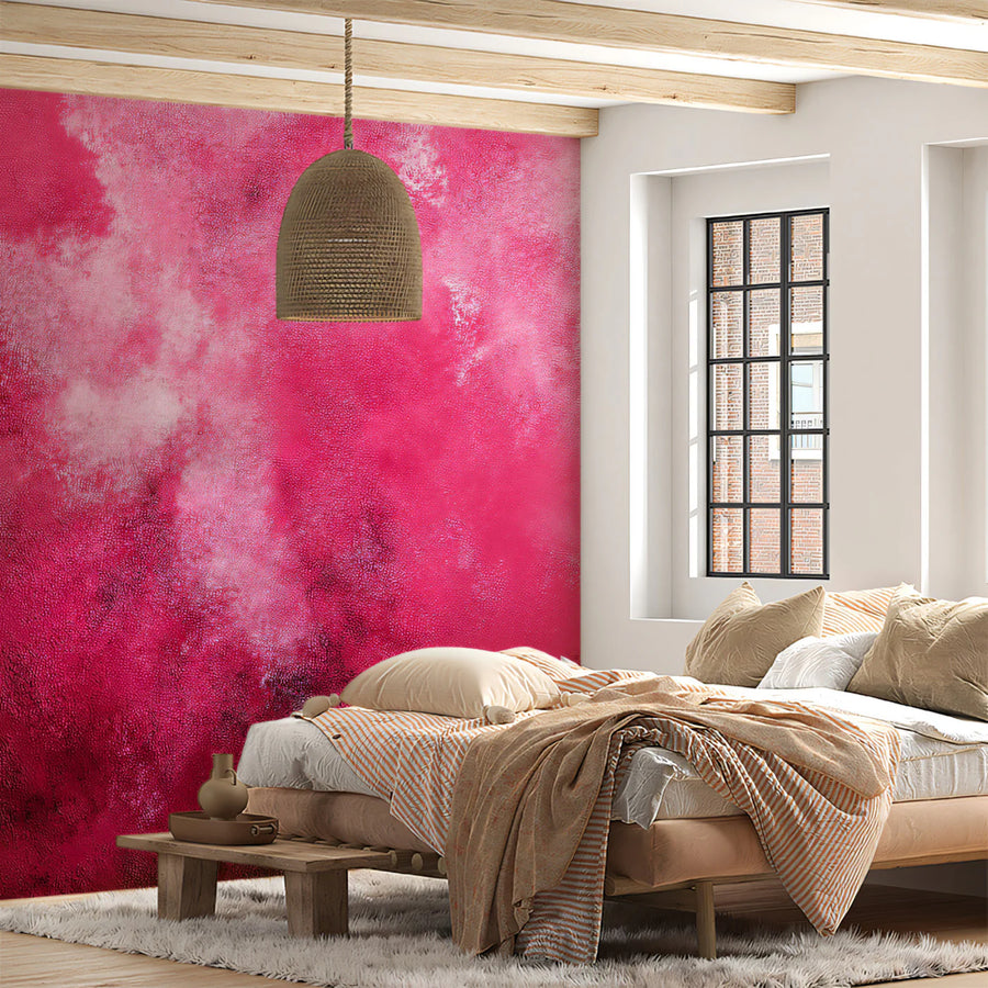 Abstract Pink Nebula Mural Wallpaper — Artistic Textured Design Mural Wallpaper