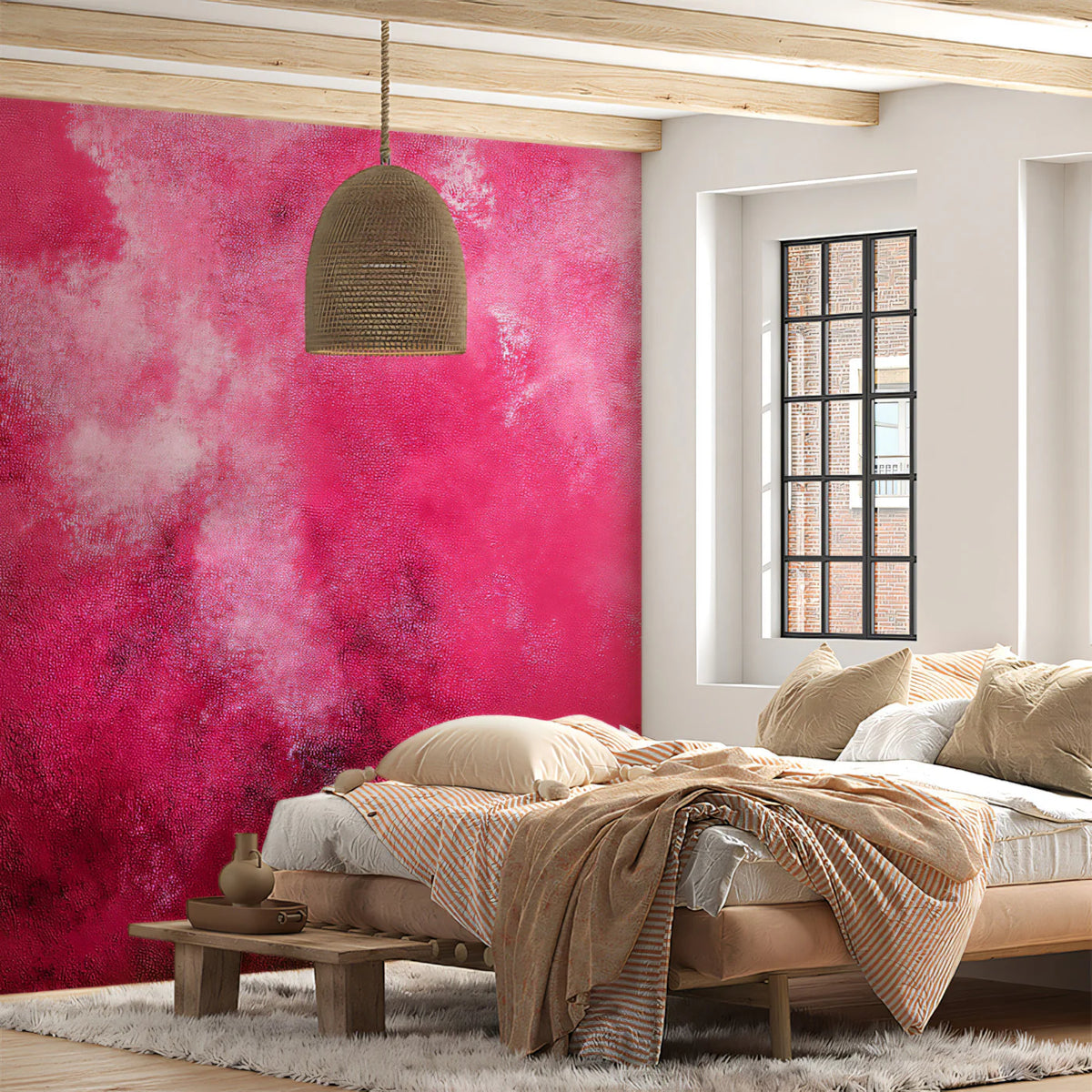 Abstract Pink Nebula Mural Wallpaper — Artistic Textured Design Mural Wallpaper - pure wallpaper artwork