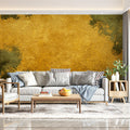 Abstract Gold Leaf Mural Wallpaper — Textured Olive Green Decor Mural Wallpaper - pure wallpaper artwork