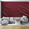 Sculptural Wavy Plaster Mural Wallpaper in Deep Burgundy Mural Wallpaper - pure wallpaper artwork