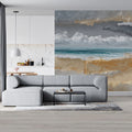 Coastal Layers Mural Wallpaper — Textured Seascape Art Mural Wallpaper - pure wallpaper artwork