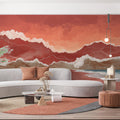 Surreal Coastal Landscape Mural Wallpaper — Dreamy Coral and Sea Mural Wallpaper - pure wallpaper artwork
