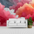 Abstract Cloud Mural Wallpaper — Painted Pink and Orange Gradient Mural Wallpaper - pure wallpaper artwork