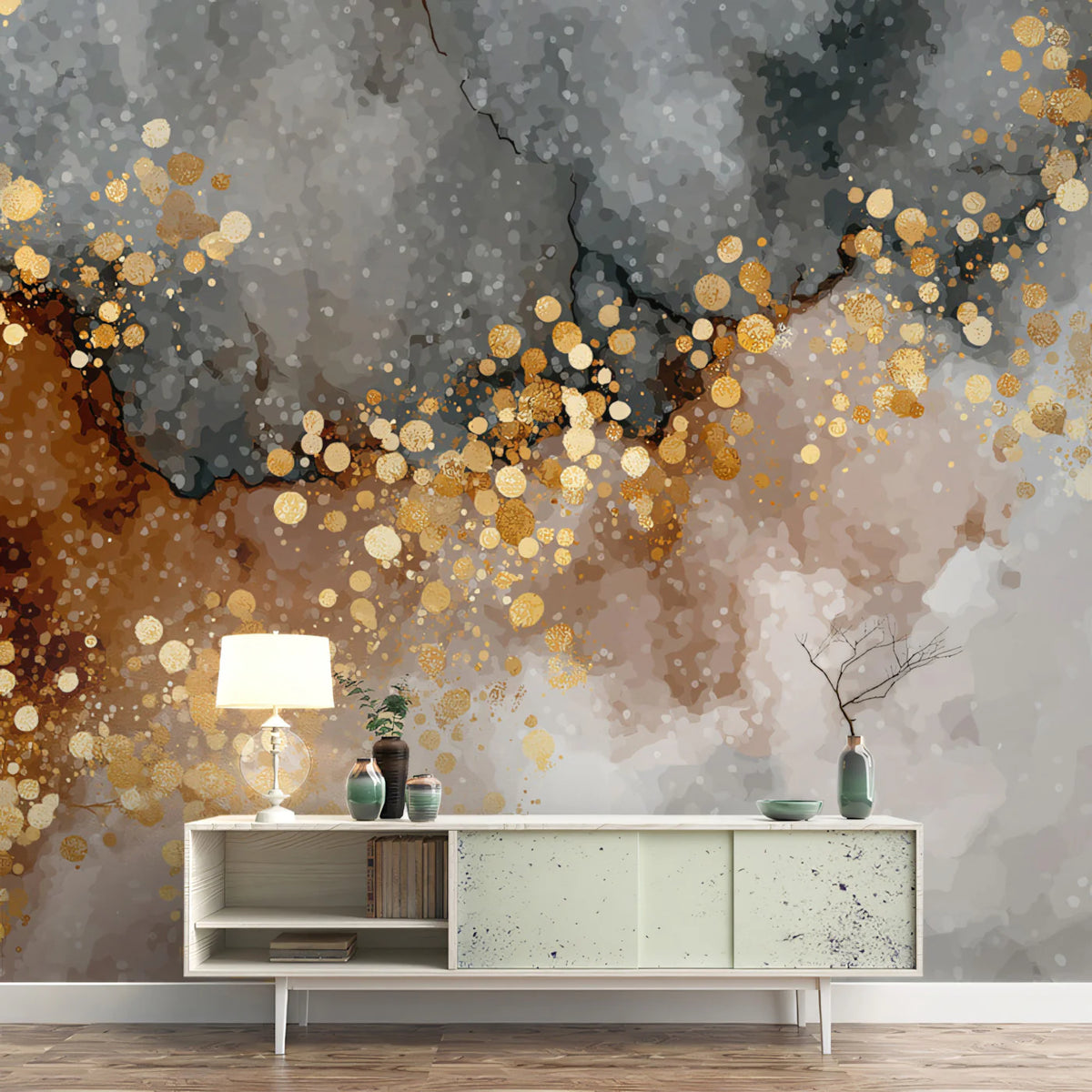 Abstract Gold Dust Marble Mural Wallpaper — Modern Glamour Mural Wallpaper - pure wallpaper artwork