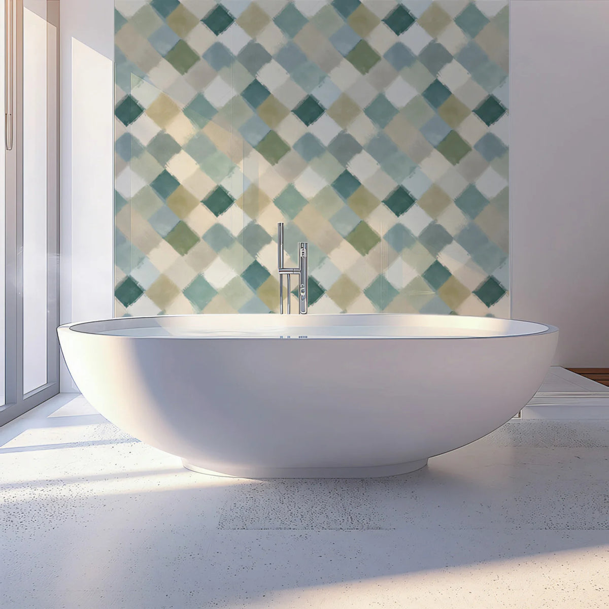 Brushstroke Diamond Mural Wallpaper — Soft Muted Geometric Mural Wallpaper - pure wallpaper artwork