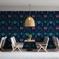 Midnight Bloom Botanical Mural Wallpaper — Dark Floral Art Mural Wallpaper - pure wallpaper artwork