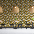 Textured Ochre and Olive Geometric Mural Wallpaper - pure wallpaper artwork