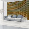 Abstract Geometric Mosaic Mural Wallpaper in Earthy Gold and Olive Mural Wallpaper - pure wallpaper artwork