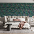 Vintage Floral Mural Wallpaper in Plum and Teal Mural Wallpaper - pure wallpaper artwork