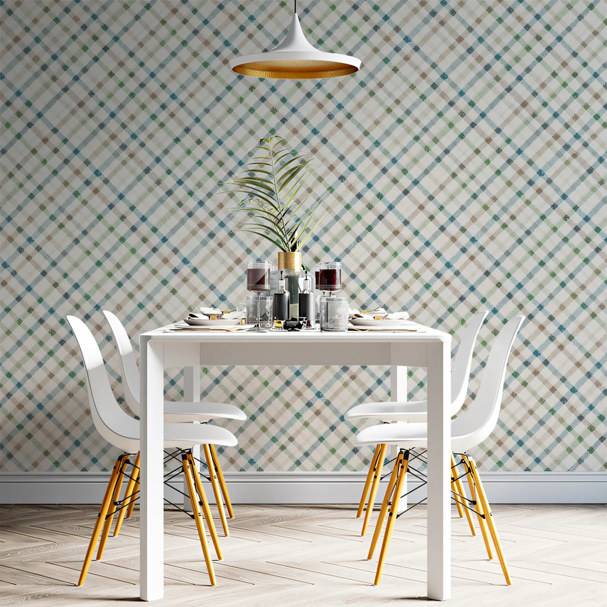 Diagonal Plaid Mural Wallpaper — Muted Earth Tone Check Mural Wallpaper - pure wallpaper artwork