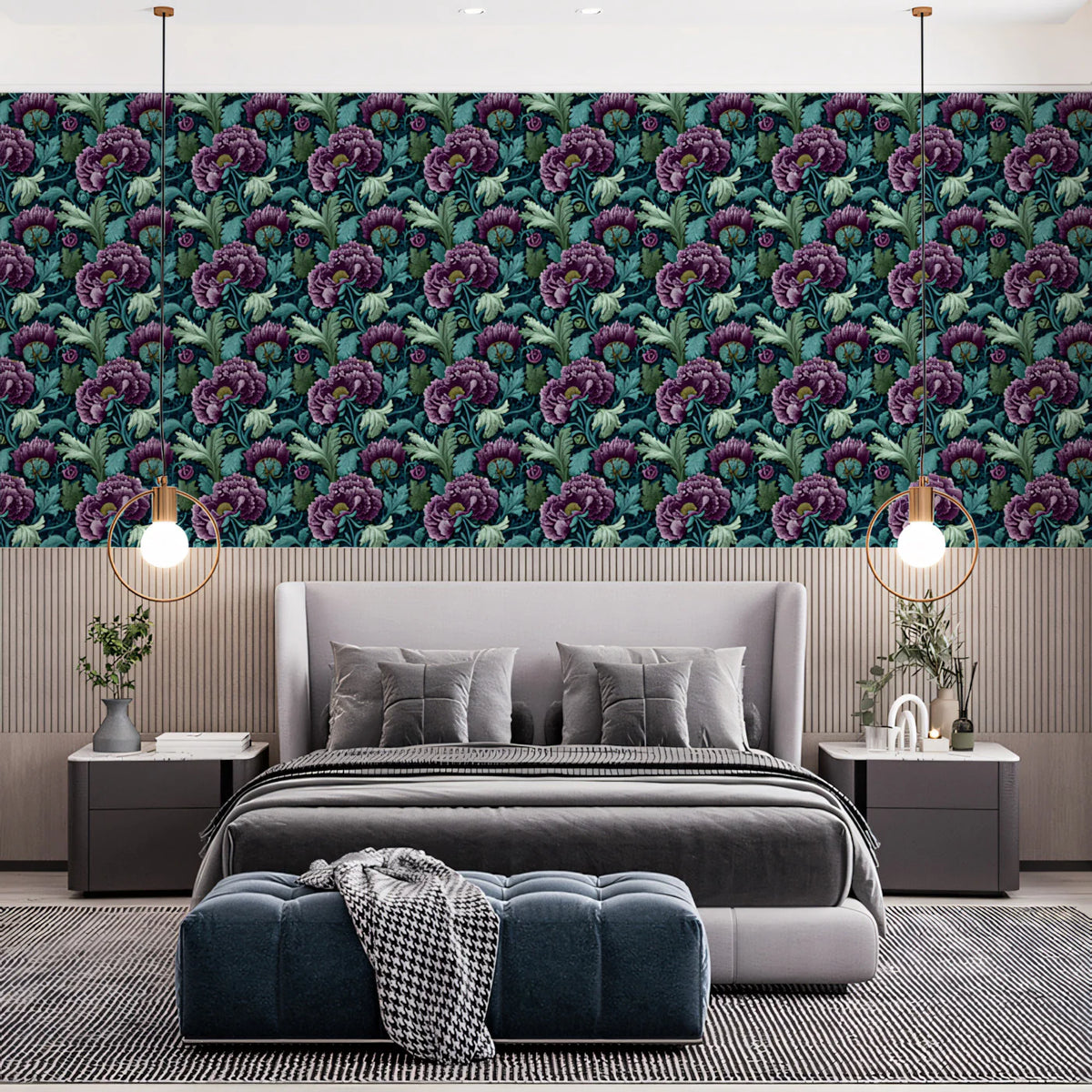 Victorian Peony Mural Wallpaper — Dark Floral Botanical Mural Wallpaper - pure wallpaper artwork