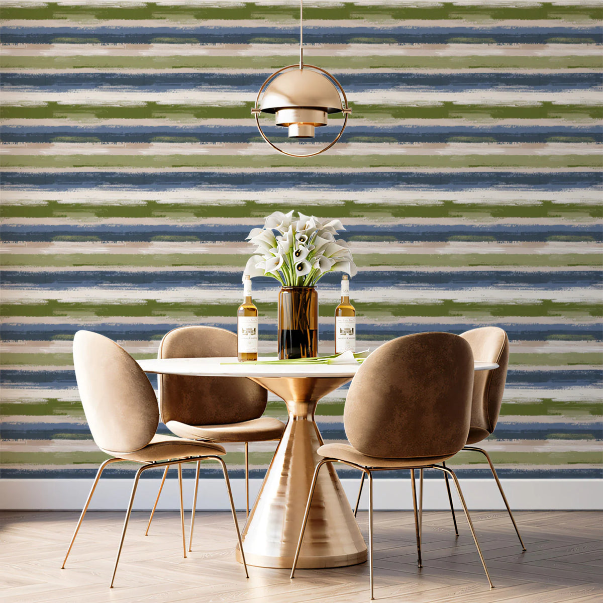 Horizontal Painterly Stripe Mural Wallpaper — Artistic Texture Mural Wallpaper - pure wallpaper artwork