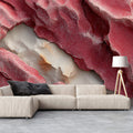Sculptural Rose Stone Mural Wallpaper — Abstract Geological Relief Mural Wallpaper - pure wallpaper artwork
