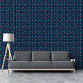 Intricate Micro Floral Mural Wallpaper in Teal and Plum Mural Wallpaper - pure wallpaper artwork
