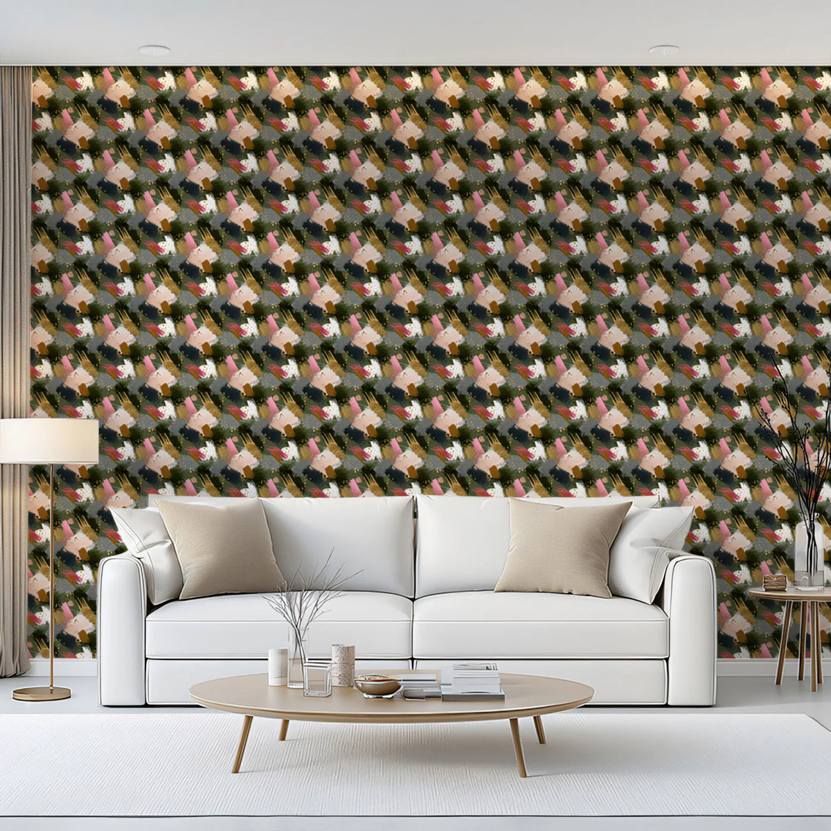 Abstract Brushstroke Plaid Mural Wallpaper — Artistic Texture Mural Wallpaper - pure wallpaper artwork