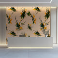 Abstract Botanical Mural Wallpaper — Ochre and Green Brushstrokes Mural Wallpaper - pure wallpaper artwork