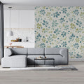 Watercolor Botanical Mural Wallpaper in Sage and Slate Blue Mural Wallpaper - pure wallpaper artwork