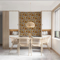 Abstract Painted Floral Mural Wallpaper in Warm Ochre and Gold Mural Wallpaper - pure wallpaper artwork