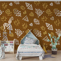Modern Tribal Mural Wallpaper — Abstract Earthy Pattern Mural Wallpaper - pure wallpaper artwork