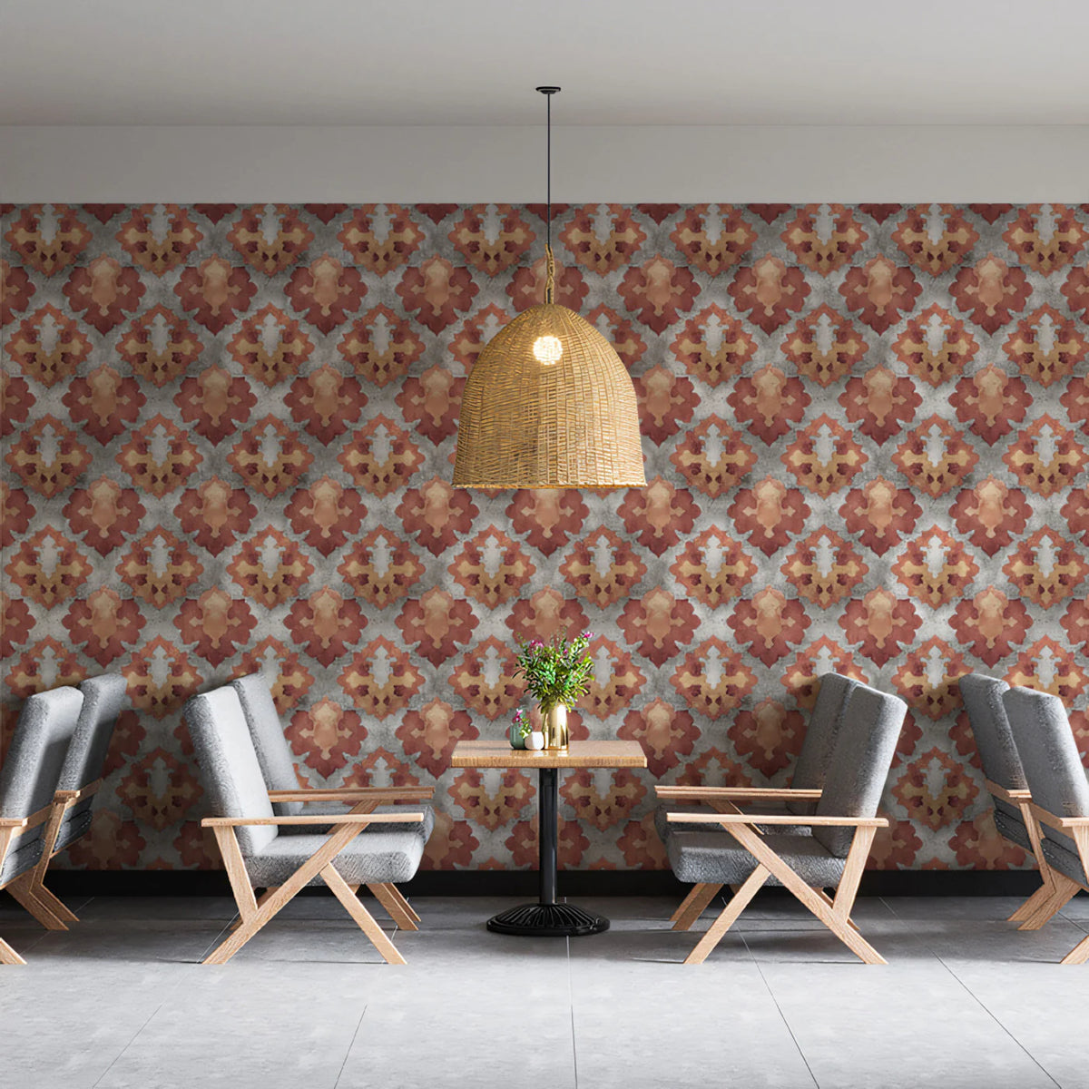Abstract Geometric Diamond Mural Wallpaper — Warm Watercolor Pattern Mural Wallpaper - pure wallpaper artwork