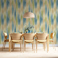 Modern Ikat Mural Wallpaper Abstract Blue and Green Texture Mural Wallpaper - pure wallpaper artwork