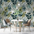 Abstract Botanical Mural Wallpaper — Painterly Leaf and Berry Motif Mural Wallpaper - pure wallpaper artwork