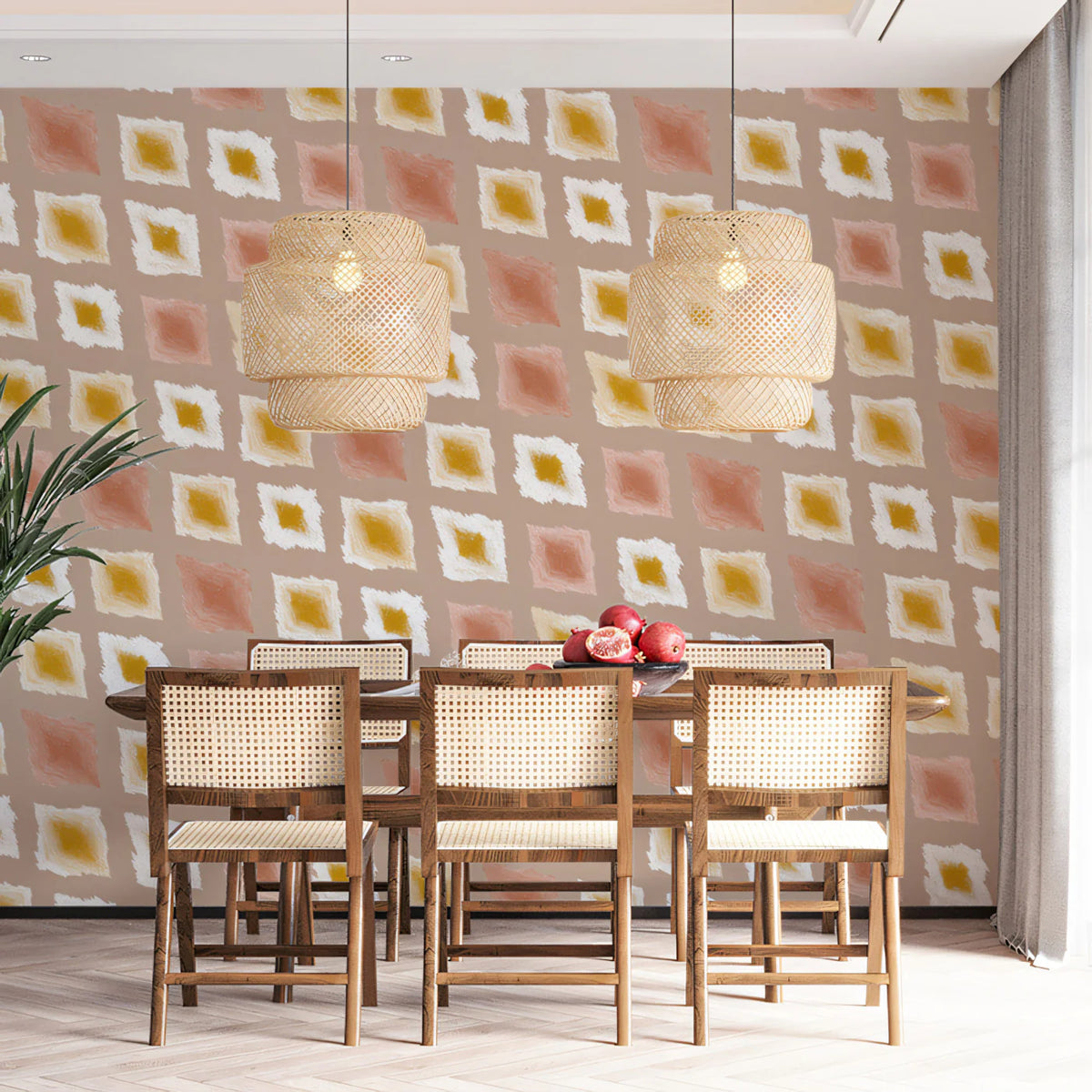 Modern Diamond Mural Wallpaper Playful Hand-Painted Texture Mural Wallpaper - pure wallpaper artwork