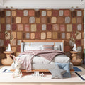 Mid-Century Abstract Block Mural Wallpaper — Earthy Geometric Print Mural Wallpaper - pure wallpaper artwork