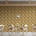 Woven Crosshatch Mural Wallpaper in Warm Ochre and Brown Mural Wallpaper - pure wallpaper artwork