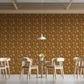 Modern Folk Motif Mural Wallpaper — Bohemian Earthy Pattern Mural Wallpaper - pure wallpaper artwork