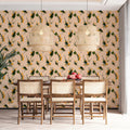 Abstract Botanical Brushstroke Mural Wallpaper — Ochre and Pine Mural Wallpaper - pure wallpaper artwork