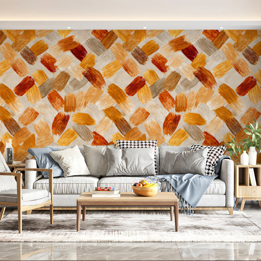 Woven Earth Brushstroke Mural Wallpaper — Abstract Warm Texture Mural Wallpaper