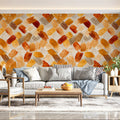 Woven Earth Brushstroke Mural Wallpaper — Abstract Warm Texture Mural Wallpaper - pure wallpaper artwork