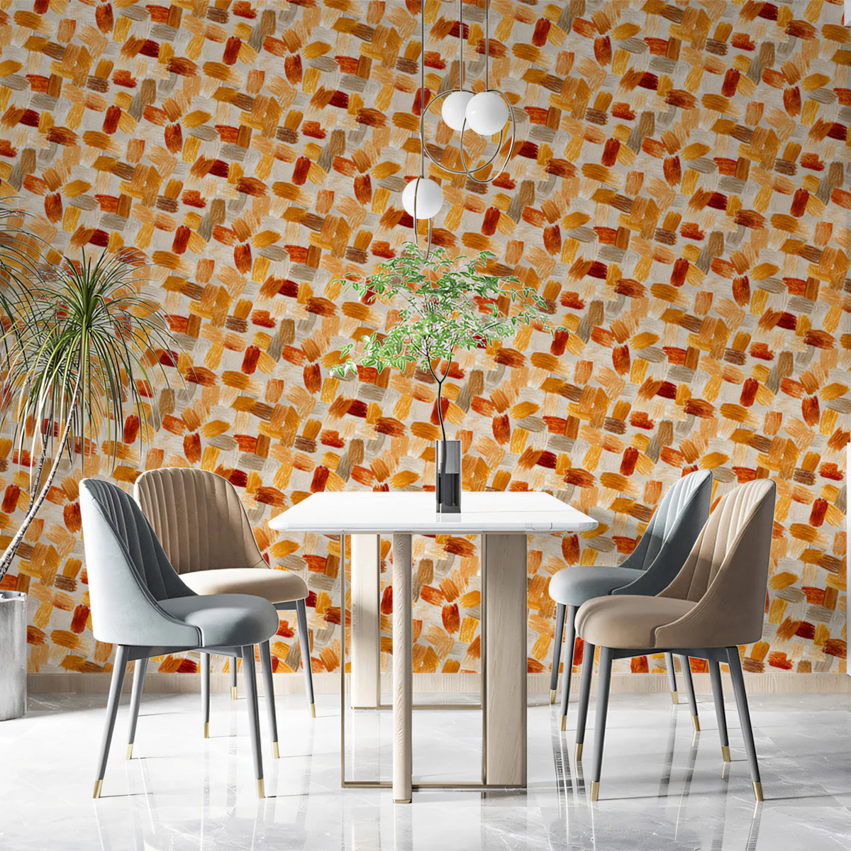 Woven Earth Brushstroke Mural Wallpaper — Textured Abstract Art Mural Wallpaper - pure wallpaper artwork