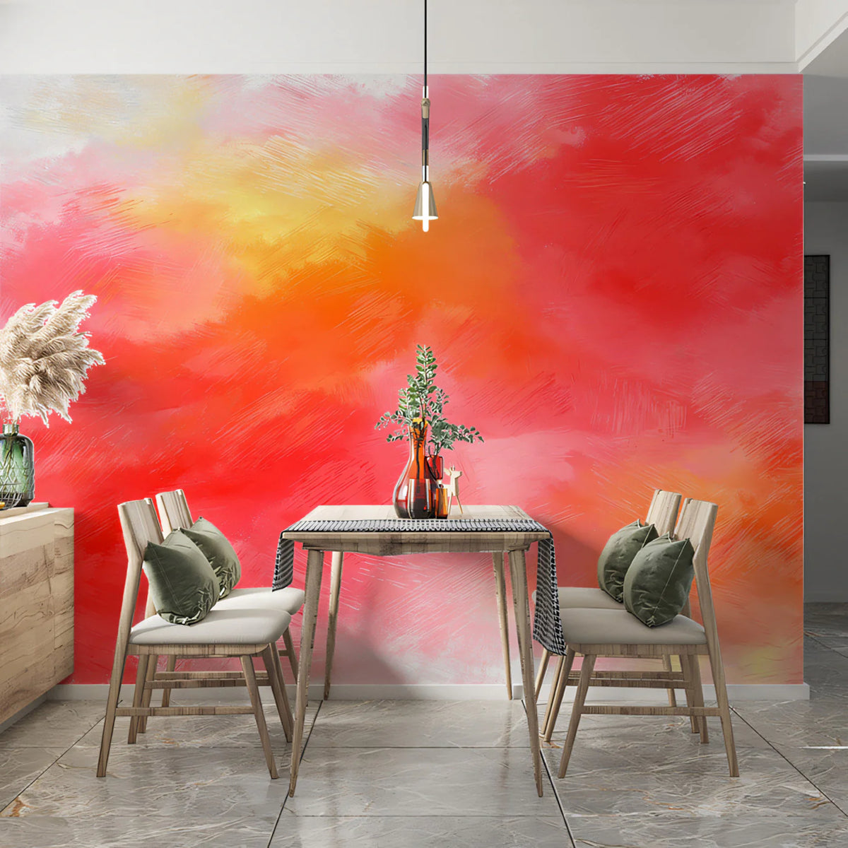 Vivid Brushstroke Abstract Mural Wallpaper — Expressive Color Art Mural Wallpaper - pure wallpaper artwork