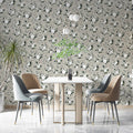 Dainty White Floral Mural Wallpaper — Soft Gray Botanical Pattern Mural Wallpaper - pure wallpaper artwork