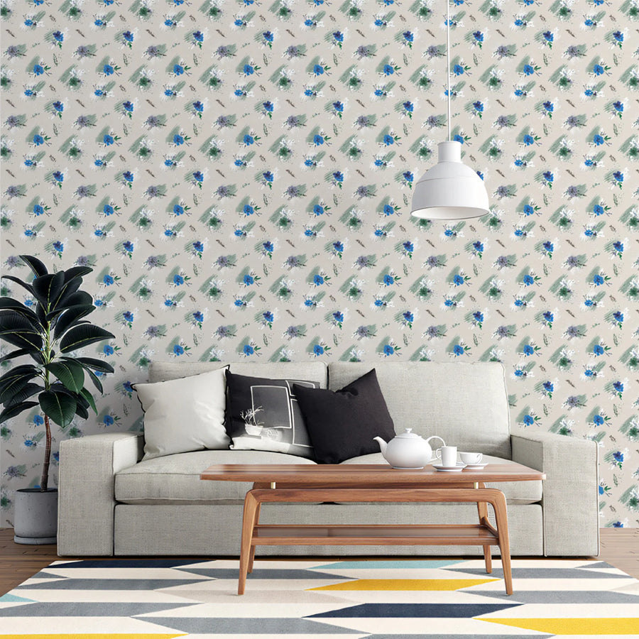Abstract Painted Floral Mural Wallpaper — Soft Botanical Art Mural Wallpaper
