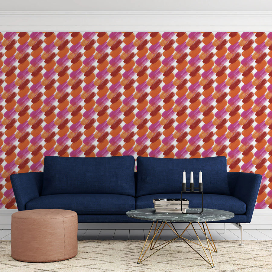 Abstract Brushstroke Mural Wallpaper — Vibrant Diagonal Texture Mural Wallpaper