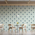 Modern Damask Mural Wallpaper — Soft Blue and Gold Lattice Mural Wallpaper - pure wallpaper artwork