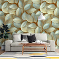 Sculptural Leaf Mural Wallpaper — Neutral Botanical Design Mural Wallpaper - pure wallpaper artwork