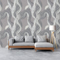Abstract Swirl Mural Wallpaper — Minimalist Ribbon Pattern Mural Wallpaper - pure wallpaper artwork