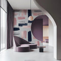 Abstract Brushstroke Mural Wallpaper — Navy, Pink, and Silver Mural Wallpaper - pure wallpaper artwork
