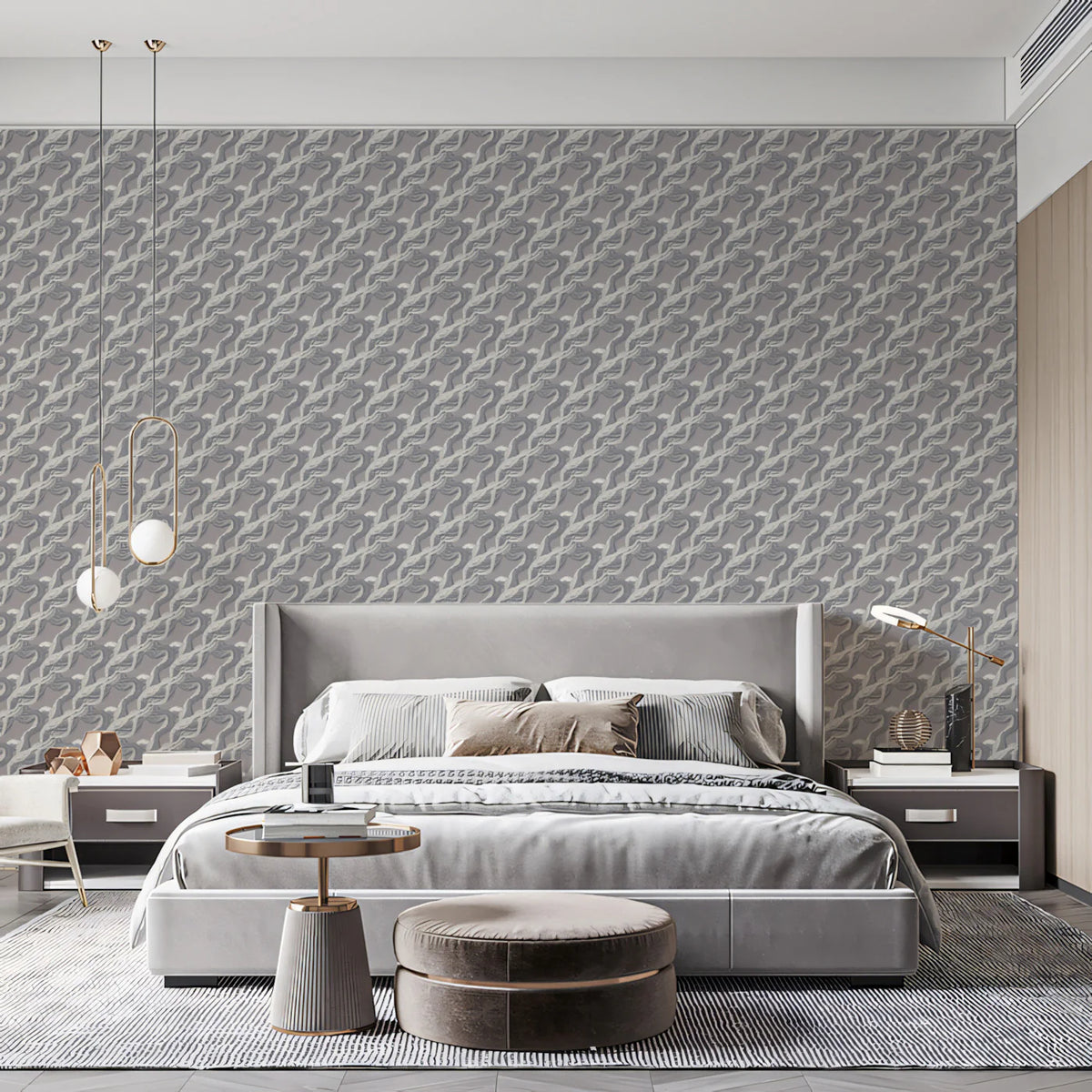 Abstract Rippled Wave Mural Wallpaper — Soft Gray Minimalist Mural Wallpaper - pure wallpaper artwork