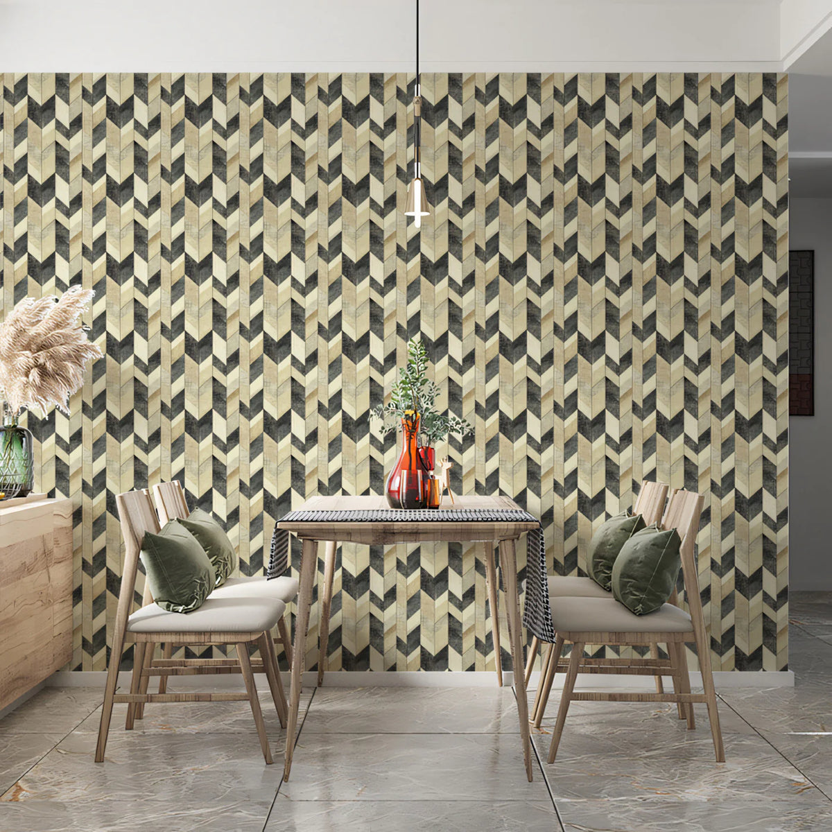 Geometric Herringbone Mural Wallpaper — Modern Neutral Design Mural Wallpaper - pure wallpaper artwork